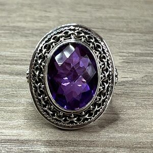 Nicky Butler Sterling Silver Purple Quartz Bold Oval Flower Ring
